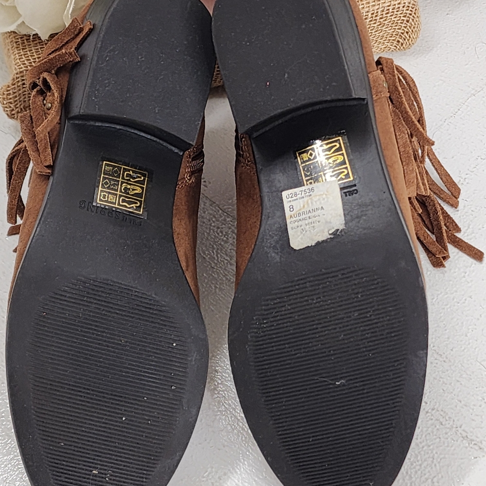 Brown Suede Ankle Boots with Fringe - Picture 6 of 13